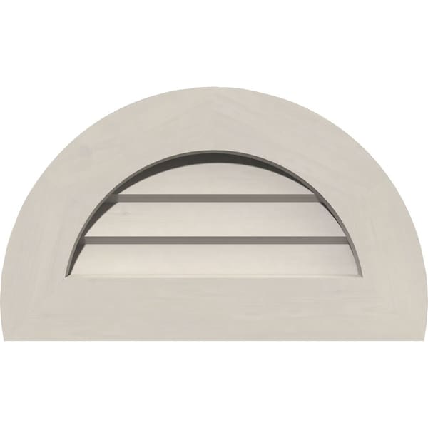 Ekena Millwork Half Round Gable Vent Primed, Non-Functional, Pine Gable Vent w/ Decorative Face Frame, 16"W x 8"H GVWHR16X0802SDPPI - main